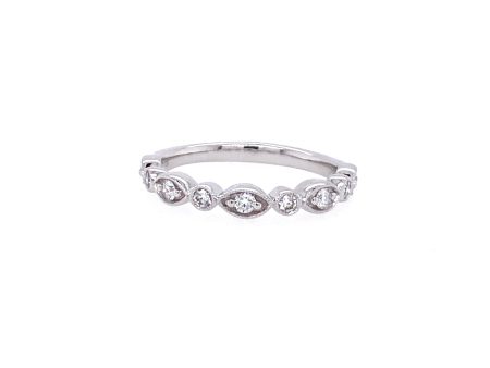 14K White Gold 0.25ctw Round Diamond Vintage Inspired Wedding Band For Cheap