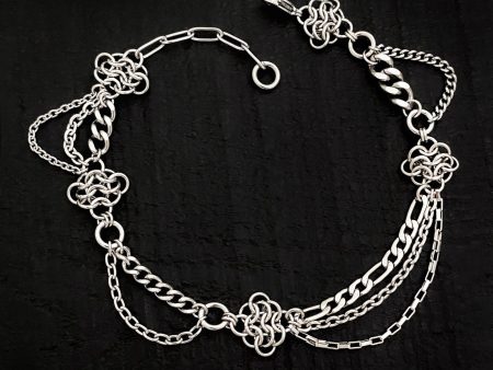 METAL Asymmetrical Rosette & Draping Chain Anklet on Sale