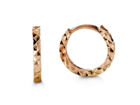 10K Rose Gold Diaond Cut Kid s Hoop Earrings on Sale