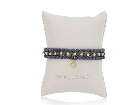 Blue Sapphire & Gold Filled Bead Stretch Bracelet Set by Dee Berkley Discount