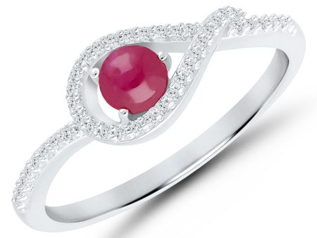 14K White Gold 0.51ctw Lovefire Ruby & Diamond Halo Ring Online Hot Sale