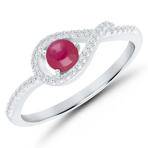 14K White Gold 0.51ctw Lovefire Ruby & Diamond Halo Ring Online Hot Sale