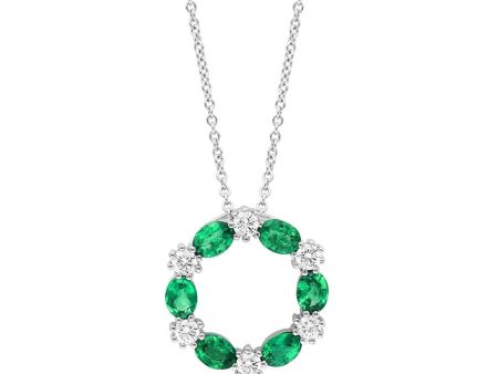 14K White Gold 1.25ctw Emerald & Diamond Alternating Circle Necklace Online