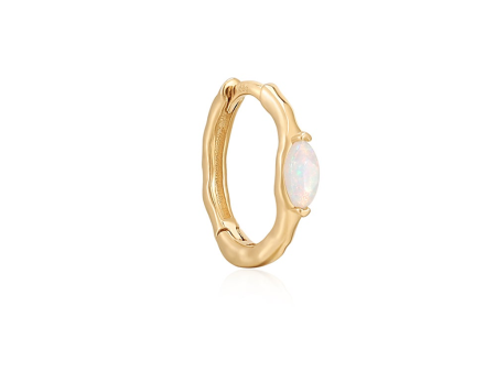 14K Yellow Gold Oval Opal Huggie Hoop Earrings by Aurelie Gi Online Sale