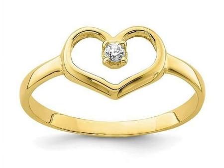 10K Yellow Gold Cubic Zirconia Open Heart Kid s Ring Online