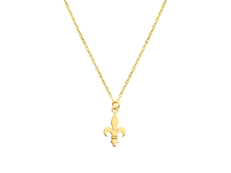 14K Yellow Gold Fleur De Lis Pendant Necklace by Midas Chain Online Sale