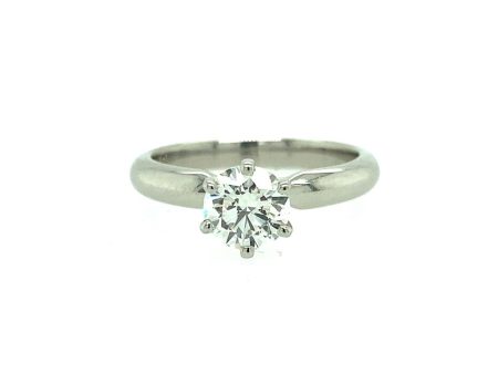 Estate Platinum 1.01ctw Round Diamond Solitaire Engagement Ring For Cheap