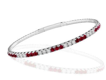 18K White Gold 1.94ctw Ruby & Diamond Bangle Bracelet Online