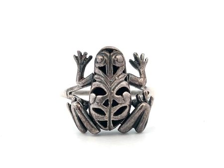 Estate Sterling Silver Frog Ring with Movable Legs For Sale