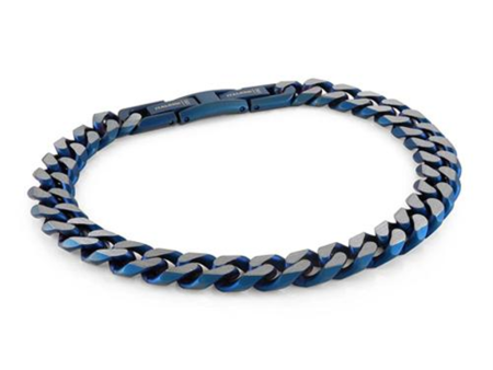 Stainless Steel IP Blue 8.6mm Curb Chain Men s Bracelet Supply