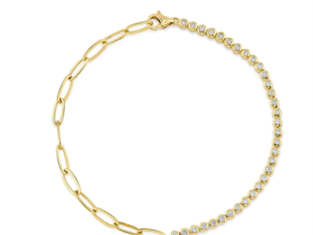 14K Yellow Gold 0.31ctw Diamond Paperclip Link Bracelet by Shy Creation Fashion