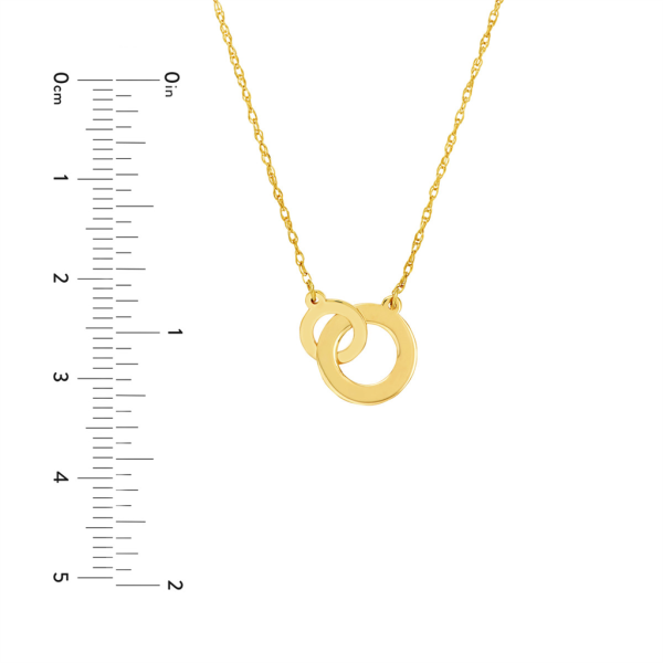 14K Yellow Gold Interlocking Circles Necklace by Midas Chain For Sale