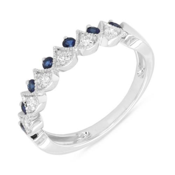 14K White Gold 0.41ctw Blue Sapphire & Diamond Multi Row Ring For Cheap