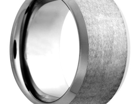 Tungsten 8mm Satin Center Beveled Edge Men s Wedding Band Discount