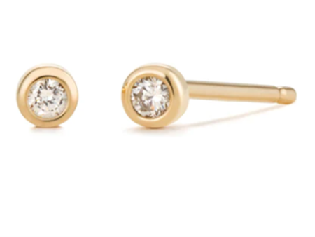 14K Yellow Gold 0.03ctw Bezel Diamond Stud Earrings by Aurelie Gi Supply