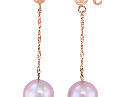 14K White Gold 9-9.5mm Freshwater Pearl Drop Earrings Online Hot Sale