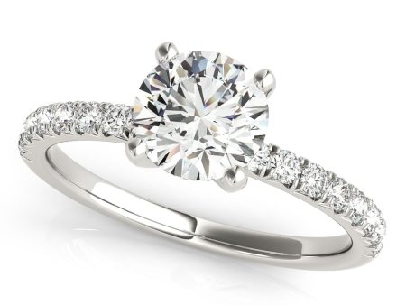 White Platinum Round Diamond Engagement Ring For Discount