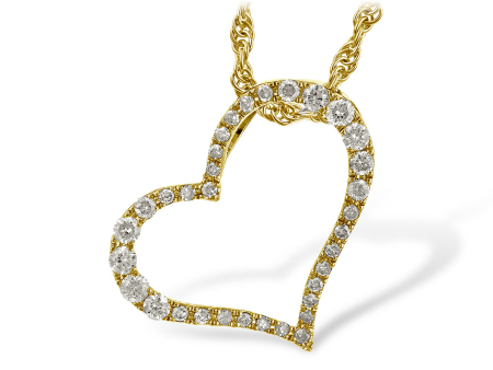 14K Yellow Gold 0.24ctw Round Diamond Heart Necklace by Allison Kaufman For Discount