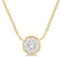 14K Yellow Gold 0.15ctw Round Diamond Cluster Necklace Online now