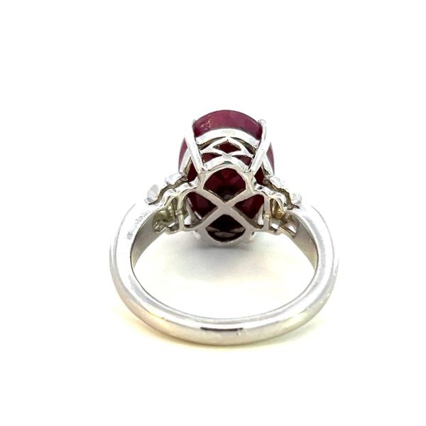 Estate Sterling Silver Oval Ruby Solitaire Ring For Cheap