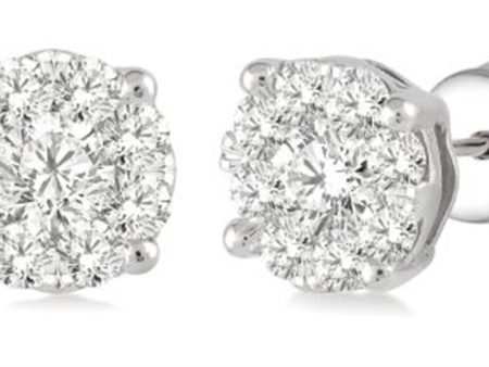 14K White Gold 0.15ctw Diamond Cluster Stud Earrings Discount