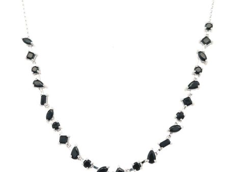 Sterling Silver Multi Shape Black Spinel Necklace by Samuel B. For Sale