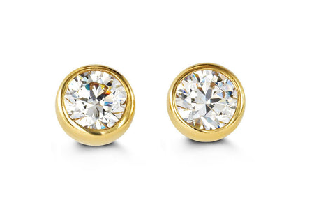 14K Yellow Gold Cubic Zirconia Bezel Stud Kid s Earrings For Cheap