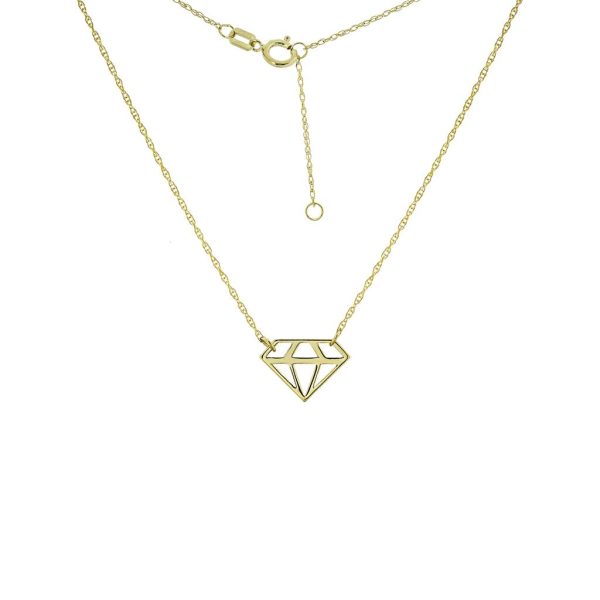 14K Yellow Gold Cut-Out Diamond Shaped Pendant Necklace by Midas Chain Fashion