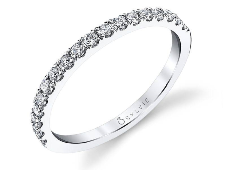 14K White Gold 0.32ctw Round Diamond Half Wedding Band For Sale