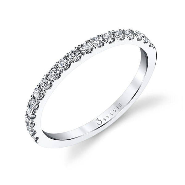 14K White Gold 0.32ctw Round Diamond Half Wedding Band For Sale