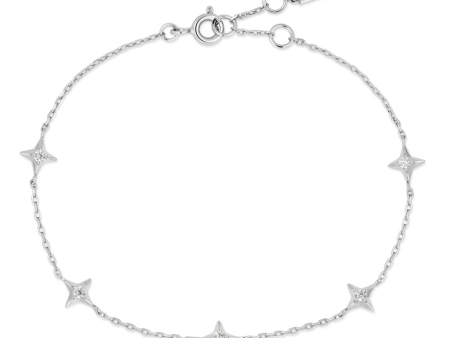 Sterling Silver Cubic Zirconia Star Station Bracelet by Ania Haie For Discount