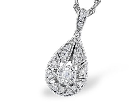 14K White Gold 0.12ctw Diamond Vintage Inspired Necklace by Allison Kaufman Online now