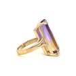 Estate 14K Yellow Gold 18.93ctw Emerald Cut Ametrine Solitaire Ring Sale