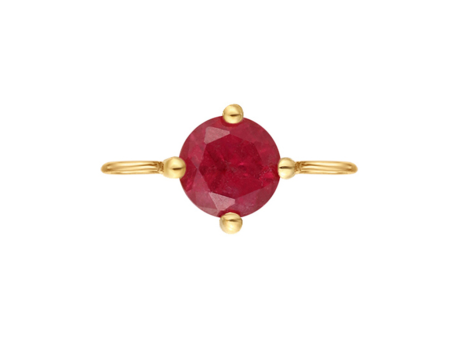 14K Yellow Gold Round Ruby Solitaire Double Bail Charm by Aurelie Gi For Cheap