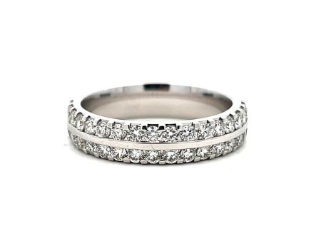 14K White Gold 1.00ctw Diamond Multi Row Wedding Band Hot on Sale