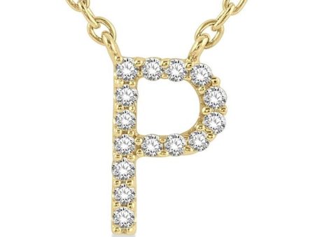 10K Yellow Gold 0.04ctw Diamond Letter  P  Necklace Cheap