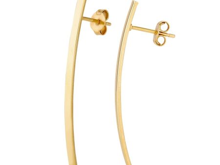 14K Yellow Gold Geometric Bar Stud Earrings Online now