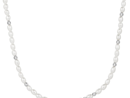 Sterling Silver Cubic Zirconia Bead & Freshwater Pearl Necklace by Ania Haie For Discount