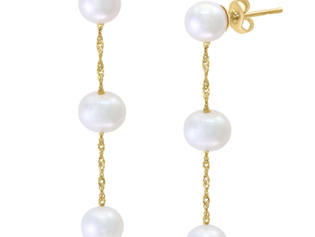 14K Yellow Gold 5.5-6mm Freshwater Pearl Drop Earrings Sale