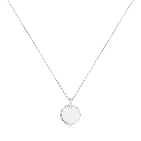 Sterling Silver Cubic Zirconia Disc Pendant Necklace by Ania Haie Online now