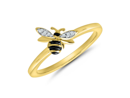 10K Yellow Gold Diamond Bee Ring Supply