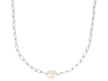 Sterling Silver Freshwater Pearl Solitaire Sparkle Necklace Fashion