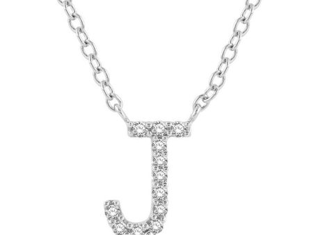 10K White Gold 0.05ctw Diamond Letter  J  Necklace Cheap