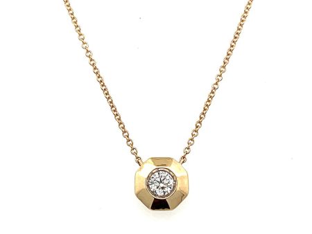 14K Yellow Gold 0.37ctw Round Diamond Solitaire Necklace Sale