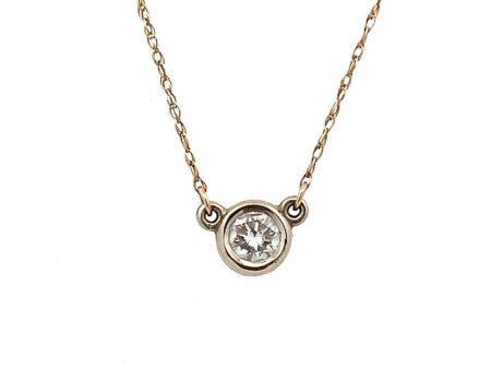 Estate 14K Yellow Gold 0.33ctw Round Diamond Solitaire Necklace Online