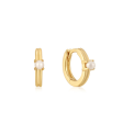 14K Yellow Gold Plated Pearl Huggie Hoop Earrings by Ania Haie Discount