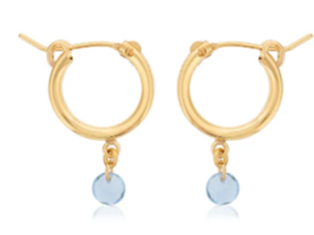 Gold Filled Round Blue Topaz Drop Hoop Earrings by Dee Berkley Online Hot Sale