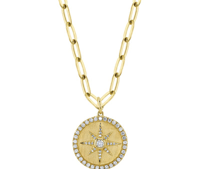 14K Yellow Gold 0.43ctw Diamond Sunburst Necklace by Shy Creation For Discount