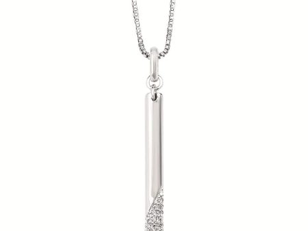 Sterling Silver 0.05ctw Diamond Vertical Bar Pendant Necklace For Discount