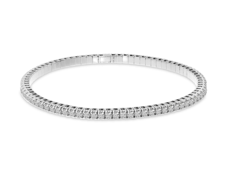 14K White Gold 3.00ctw Round Diamond Tennis Bracelet on Sale